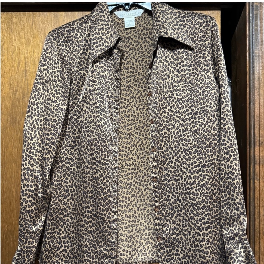 Express Leopard Print Button Down Shirt